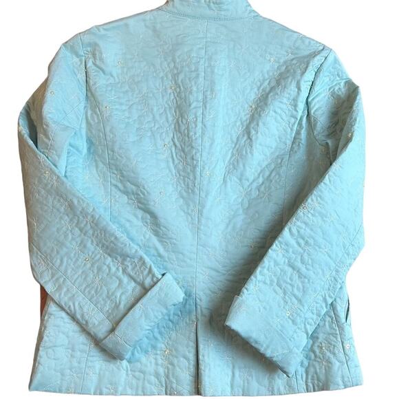 Vintage Sigrid Olsen Jacket Woman's Size Small Petite Light Blue Quilted Sequin - Picture 3 of 8
